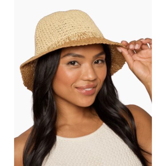 Eugenia Kim Straw Bucket Hat Two Tone Raffia Beach NWT Saks $165 Resort Coastal main image 4
